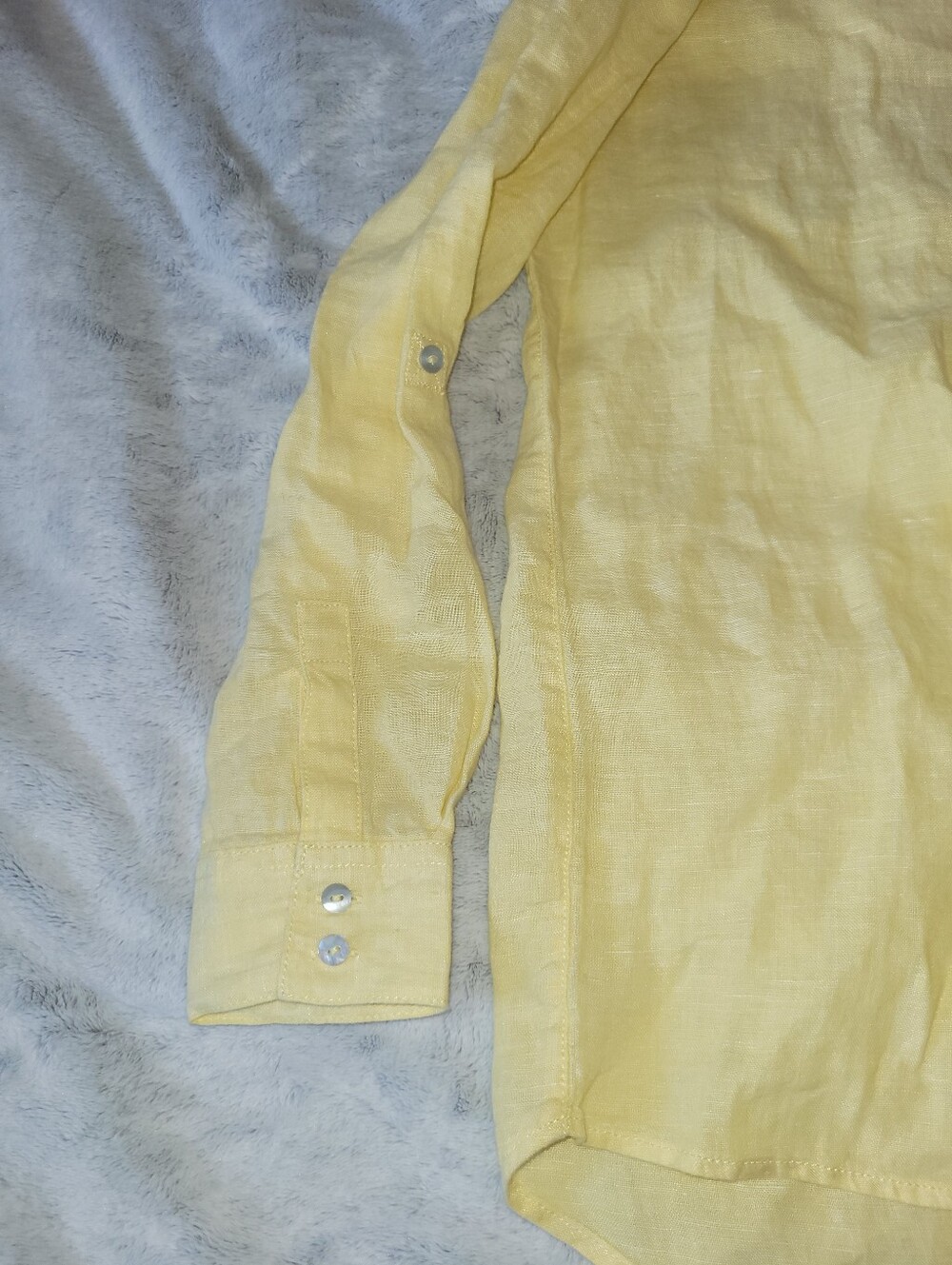 Sigrid Olsen Womens XS Oversized 100% Linen Roll Tab Sleeve Butter Yellow Shirt - Picture 8 of 12